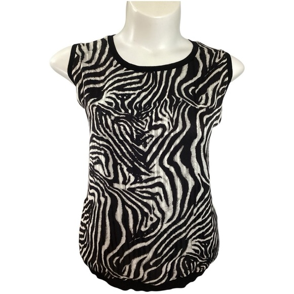 Jones New York Black and White Zebra Print Tank Top, Plus Size 3X - Picture 1 of 9